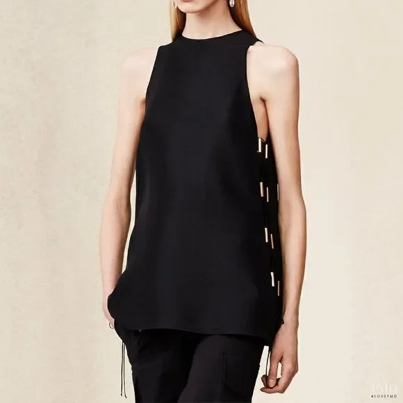 Ralph Lauren Spring/Summer 2015 Black Silk Shantung Sleeveless Tunic Blouse - Picture 15 of 16